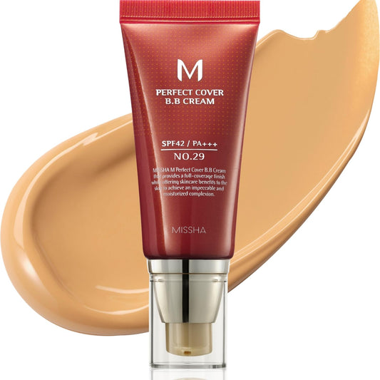 M Perfect Cover BB Cream No.29 Caramel Beige for Medium with Warm Skin Tone SPF 42 PA +++ 1.69 Fl Oz - Tinted Moisturizer for Face with SPF