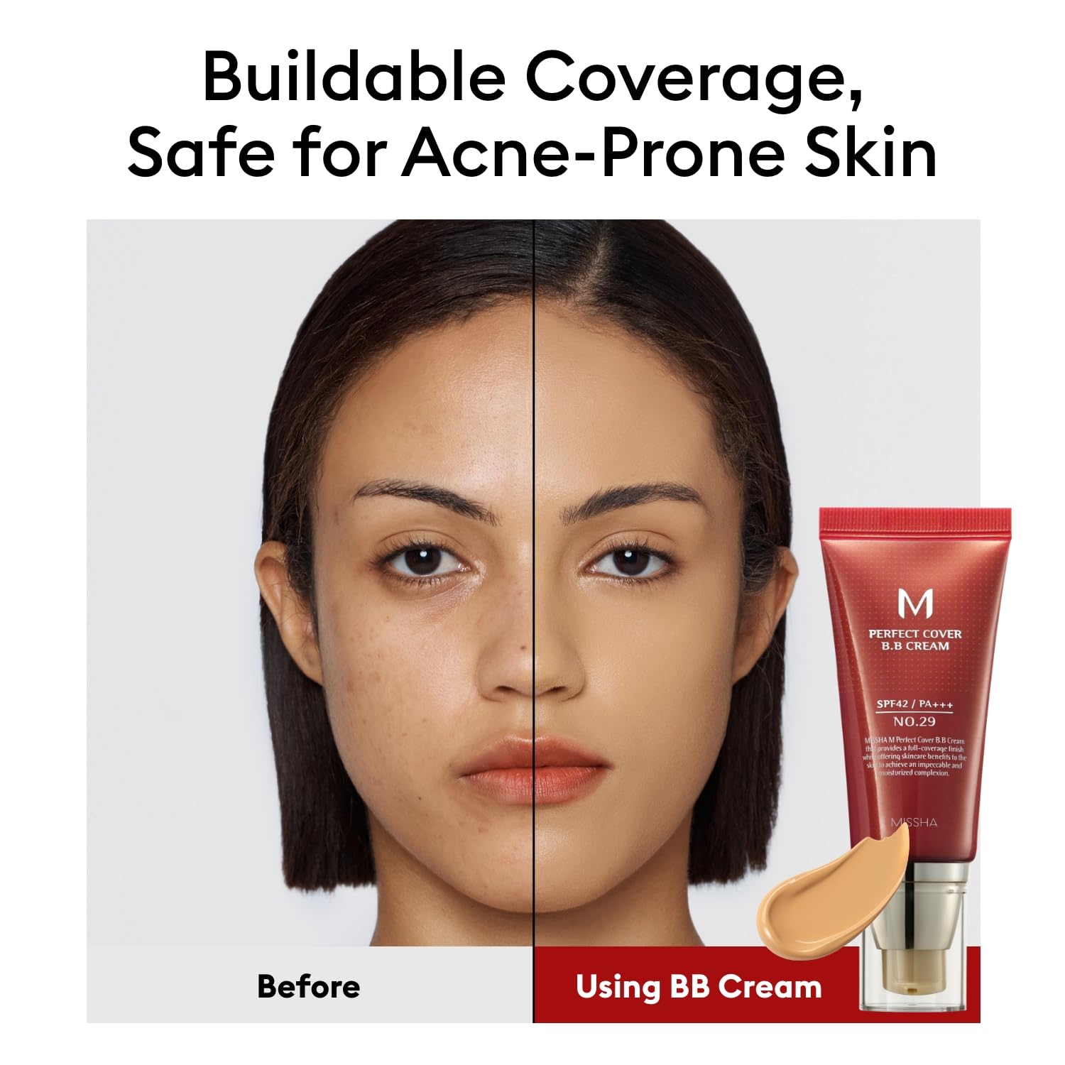 M Perfect Cover BB Cream No.29 Caramel Beige for Medium with Warm Skin Tone SPF 42 PA +++ 1.69 Fl Oz - Tinted Moisturizer for Face with SPF